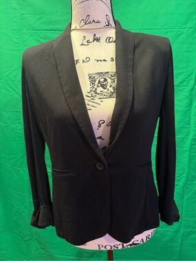 Armani Exchange Black Single-Button Shawl Collar Blazer